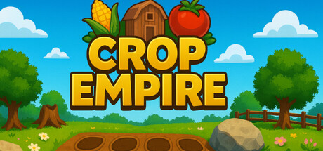 Crop Empire artwork, showing a colourful farm and growing crops